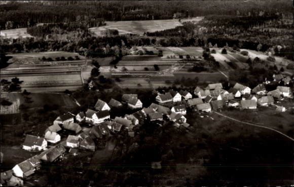 Postcard Dennach Neuenbürg an der Enz Black Forest Württemberg, aerial view of a village, guesthouse offer