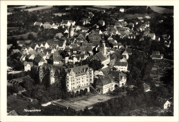 Postcard Neuenstein in the Hohenlohe district of Württemberg, aerial photograph