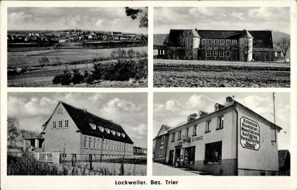 Postcard Lockweiler Wadern in Saarland, Schmitt grocery store, town views