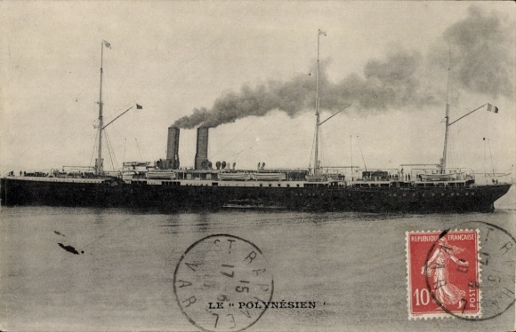 Ak Paquebot Polynesia, stoomschip, Messageries Maritimes, MM