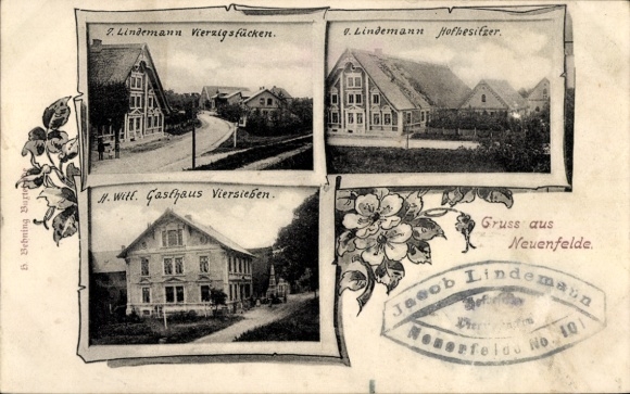 Postcard Hamburg Harburg Neuenfelde, Lindemann Vierzigstücken, Gasthaus Viersieben
