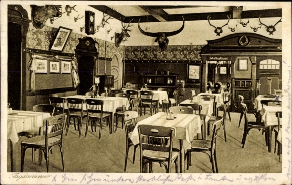 Ak Bad Köstritz in Thüringen, Hotel Goldener Löwe, Hirschgeweih