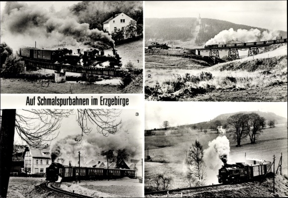 Ak Auf Schmalspurbahnen im Erzgebirge, Streckewalde, Oberwiesenthal Fichtelberg, Neudorf, Cranzahl