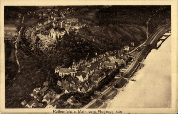Postcard Rothenfels am Main Lower Franconia, aerial photograph