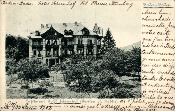 Postcard Baden Baden am Schwarzwald, Hotel Schirmhof
