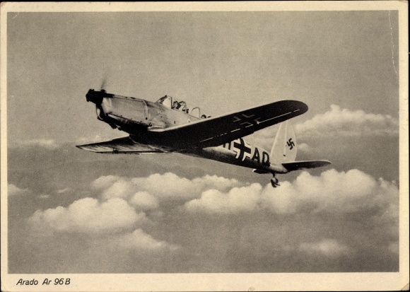 Postcard German Air Force, ground attack aircraft Arado Ar 96 B, AH+AD