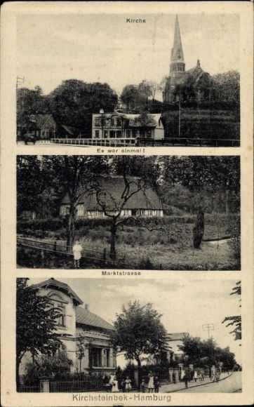 Postcard Hamburg Mitte Billstedt Kirchsteinbek, church, guesthouse, garden
