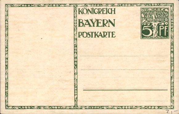 Postwaardestuk kunstenaarsbriefkaart Diez, M., prins-regent Luitpold van Beieren 1911, 5 Pfennig