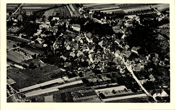 Postcard Mahlberg, aerial photograph