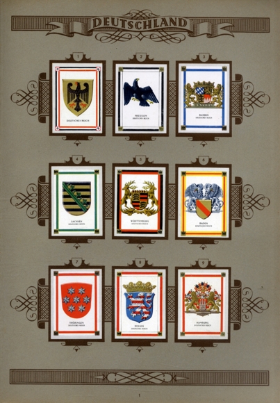 State coat of arms and national colors collective picture album Garbaty cigarette factory, Berlin 1933