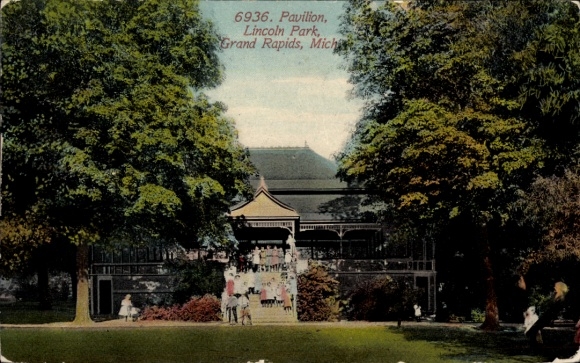 Ak Grand Rapids Michigan USA, Pavilion, Lincoln Park, Mich, rustig park, architectuur