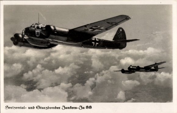 Ak Deutsche Luftwaffe, Kampfflugzeug Junkers Ju 88,  Horizontal- und Sturzbomber