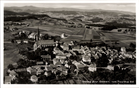 Postcard Tittling in the Dreiburgenland Lower Bavaria, general view, aerial photograph