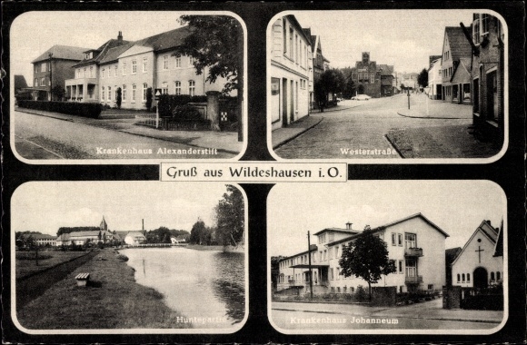 Postcard Wildeshausen in Oldenburg, Alexanderstift Hospital, Westerstraße, Johanneum Hospital
