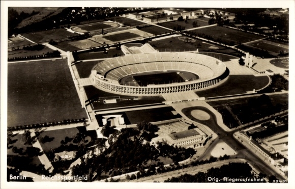 Postcard Kall in the Eifel, Reichssportfeld, aerial photograph, stadium