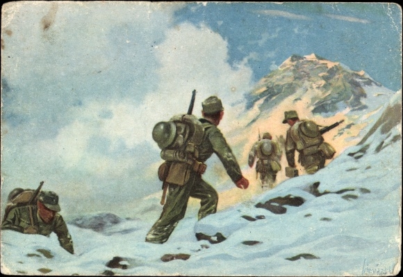 Artist PC üpfel, mountain troops in action, Norway, NS war victims supply, NSKOV picture 39