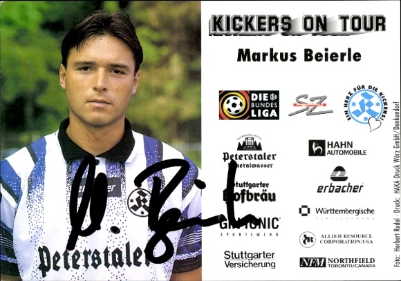 Karta autografu piłkarza Markusa Beierle, SV Stuttgarter Kickers, autograf