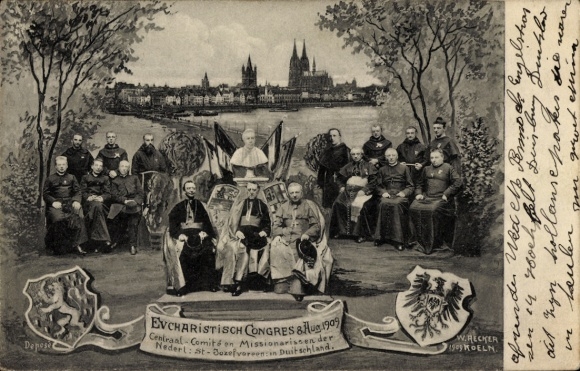 Postcard Eucharistic Congress, Clergy, Pope
