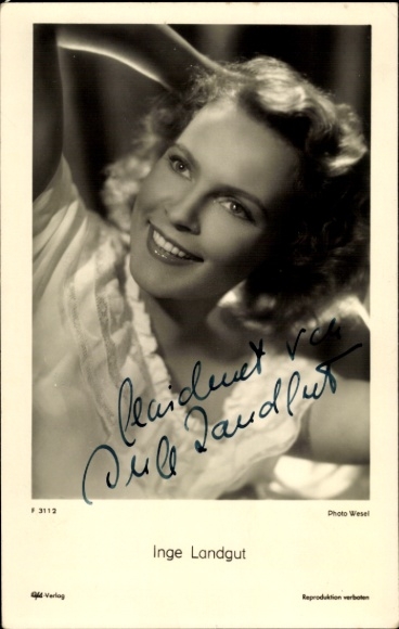 Ak Schauspielerin Inge Landgut, Portrait, Autogramm