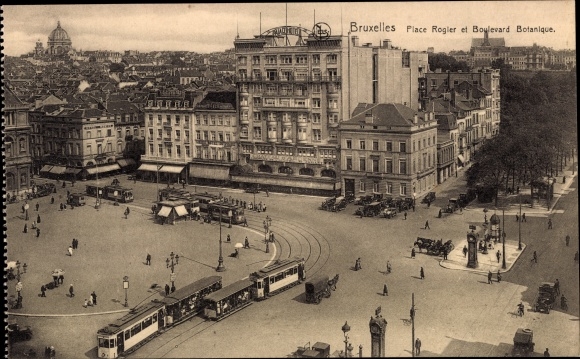 Postcard Bruxelles Brussels, Place Rogier and Boulevard Botanique