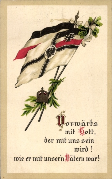 Embossed Postcard Patriotik Kaiserreich, Forward with God