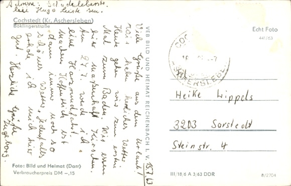Postcard Cochstedt Hecklingen in the Salzlandkreis, Böklingerstraße