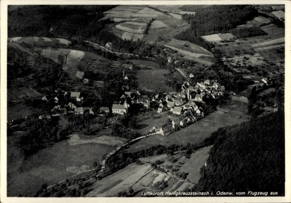 Postcard Heiligkreuzsteinach am Neckar, aerial photograph