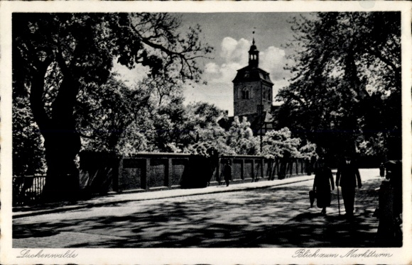 Postcard Luckenwalde in Brandenburg, market tower, street section