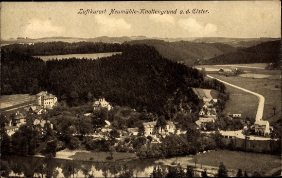 Ak Knottengrund Neumühle an der Elster, Panorama