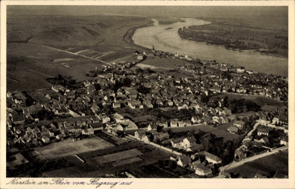 Postcard Nierstein am Rhein, aerial photograph