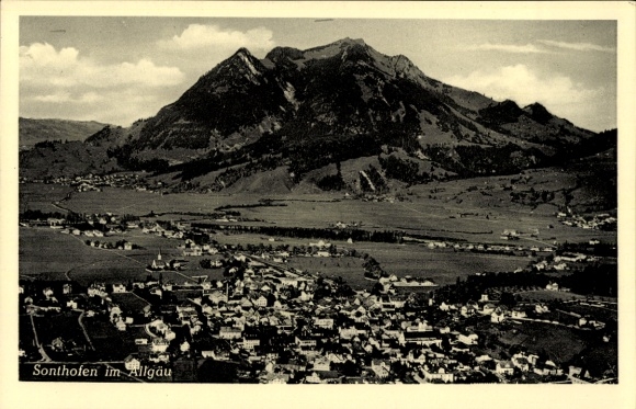 Postcard Sonthofen in the Oberallgäu Swabia, aerial photograph