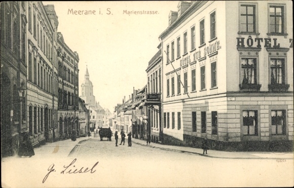 Ak Meerane in Sachsen, Marienstraße, Hotel zur Sonne