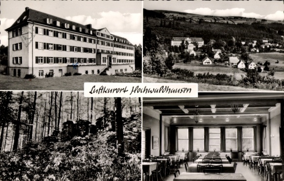 Postcard Hochwaldhausen Ilbeshausen Grebenhain Hessen, Panorama, Gasthaus Dietz, interior