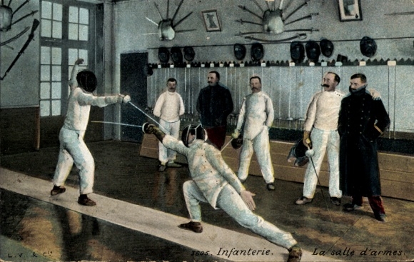 Postcard French Infantry, Fencer, Soldier's Life
