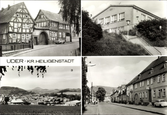 Ak Uder w Eichsfeld Turyngia, Eulenburg, dom rekonwalescencji FDGB, widok na miasto, restauracja HO trzy róże