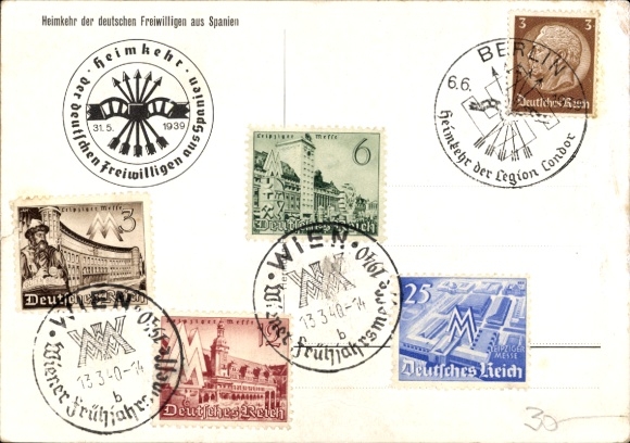 Postcard Legion Condor, Return of the German volunteers from Spain, 1939