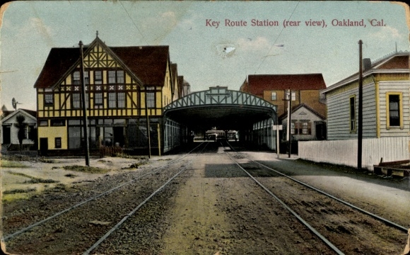 Ak Oakland California USA, Key Route, treinstation, spoorweergave