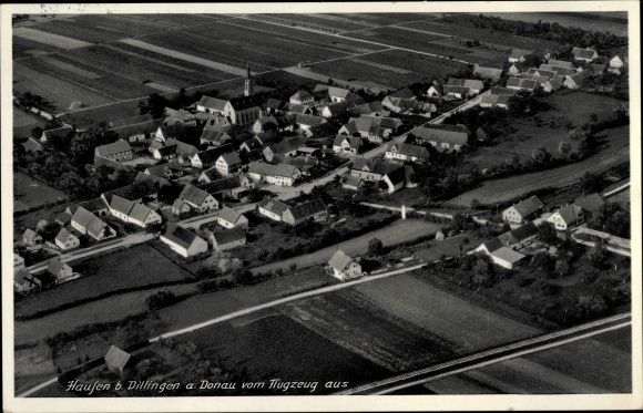 Postcard Hausen im Tal Beuron on the Danube Württemberg, view of the place, aerial photo
