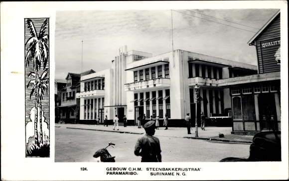 Postcard Paramaribo Suriname, Building CHM Steenbakkerijstraat