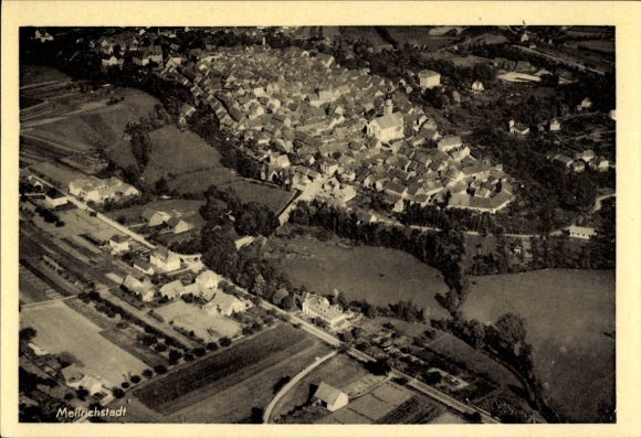 Postcard Mellrichstadt in Lower Franconia, aerial photograph