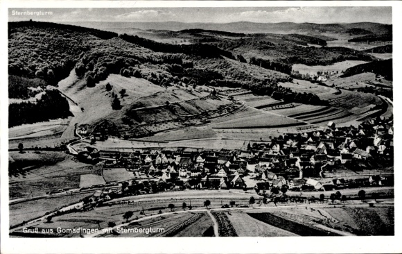 Ak Gomadingen in Württemberg, Fliegeraufnahme, Sternbergturm