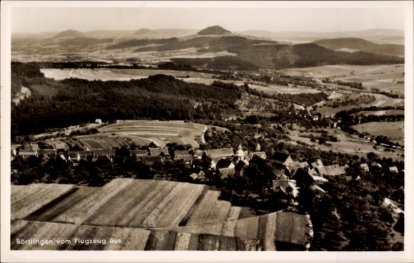 Postcard Börtlingen in Württemberg, Rechberg in the background, aerial photograph