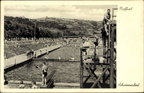 Ak Treffurt an der Werra, Schwimmbad