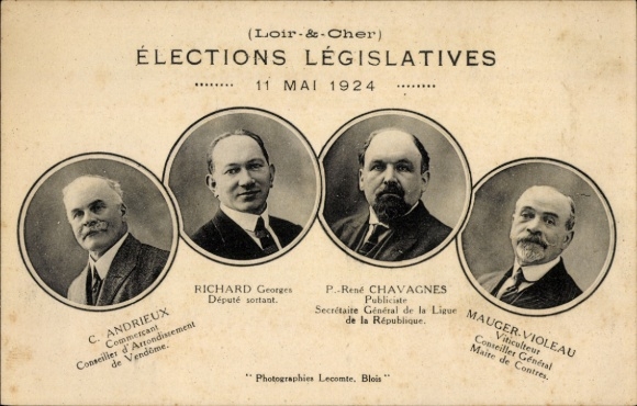 Postcard Blois Loir et Cher, C. Andrieux, Richard Georges, P. René Chavagnes, Mauger-Violeau