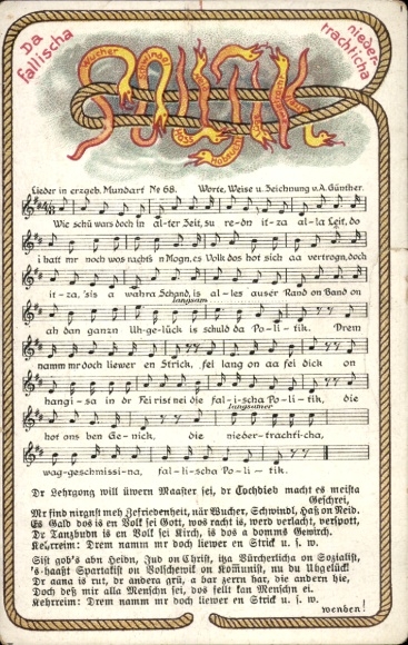 Lied Ak Da fallischa niedertrachticha, Erzgebirgische Mundart Nr. 68, Anton Günther