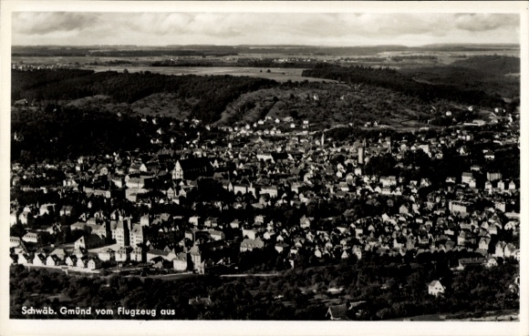 Postcard Schwäbisch Gmünd im Remstal, Sankt Salvator, aerial photograph of detailed view, city view