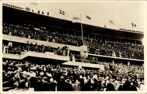 Postcard Berlin, Reichssportfeld, Olympic Stadium, Führerloge, Opening Olympic Games 1936