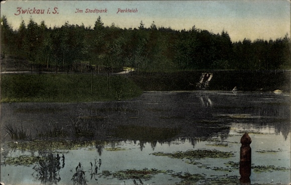 Ak Zwickau in Sachsen, Stadtpark, Parkteich