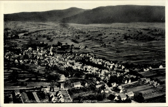 Postcard Niederschopfheim Hohberg in the Black Forest Baden, aerial photograph