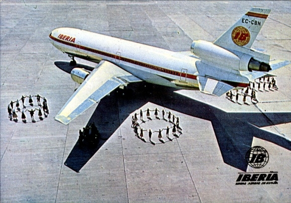 Postcard Spanish passenger aircraft Iberia, DC-10/30 Costa Brava, EC-CBN
